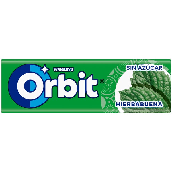 Chicle sin azúcar con edulcorantes y sabor a hierbabuena